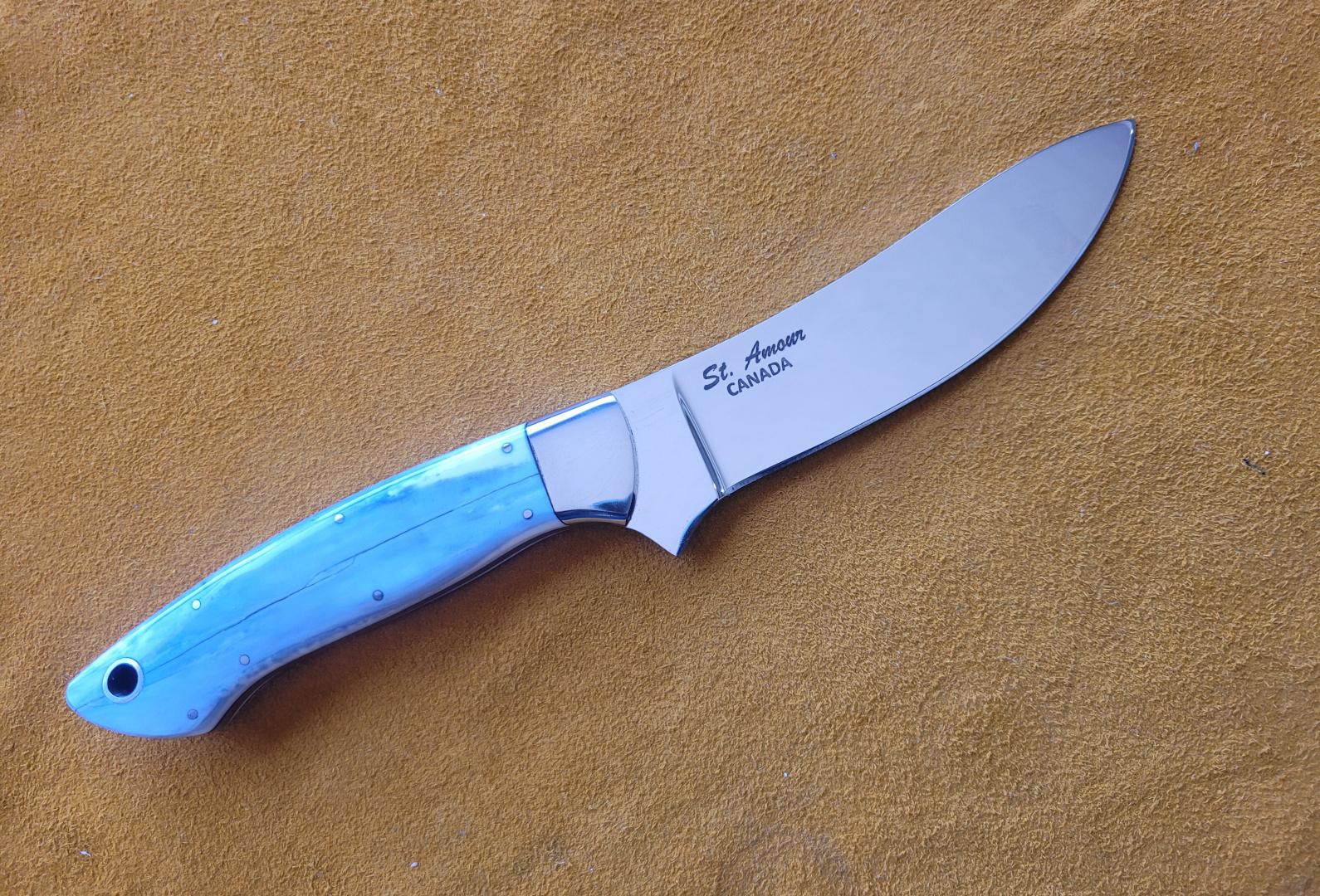 154CM, Dyed Walrus Ivory, Semi-Skinner Knife