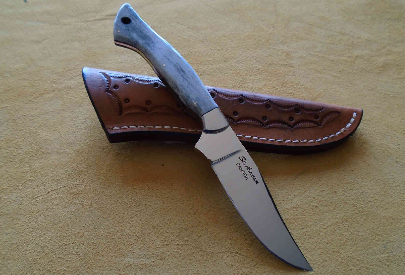 154CM, Water Buffalo Bone, Clip Point Knife
