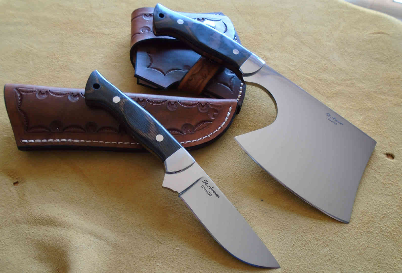 
                     154CM, Green Canvas Micarta, Axe and CPM-154, Green Canvas Micarta, Hunter