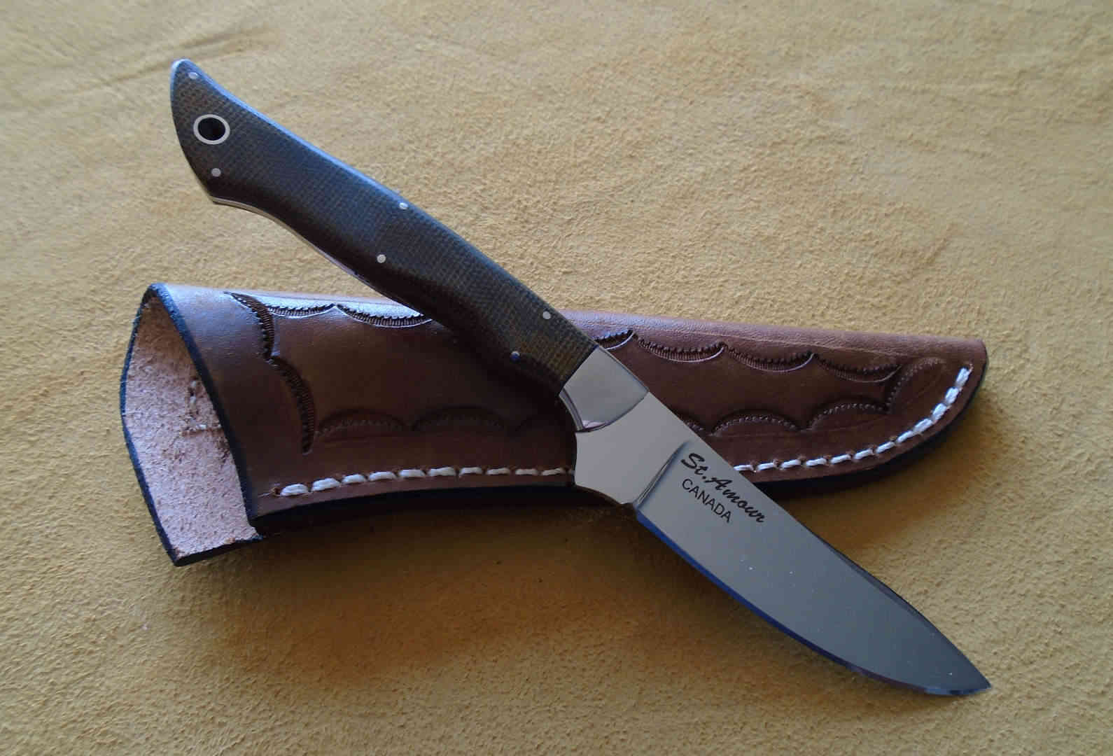 CPM-154, Green Canvas Micarta, Drop Point Knife