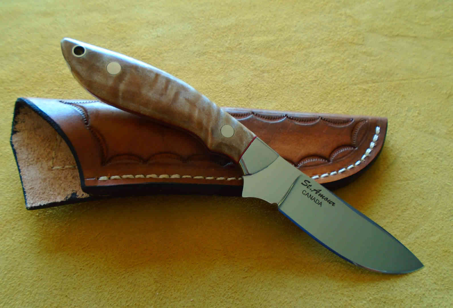 CPM-154, Stabilized Maple, Semi Skinner Knife
