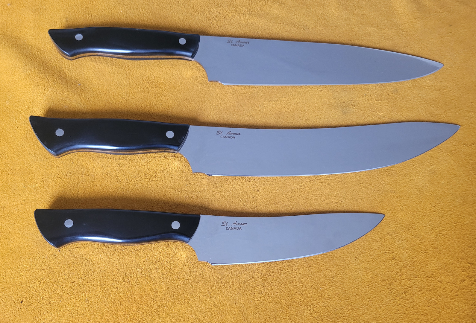 Set of 154CM, Black Paper Micarta, Kitchen Knives