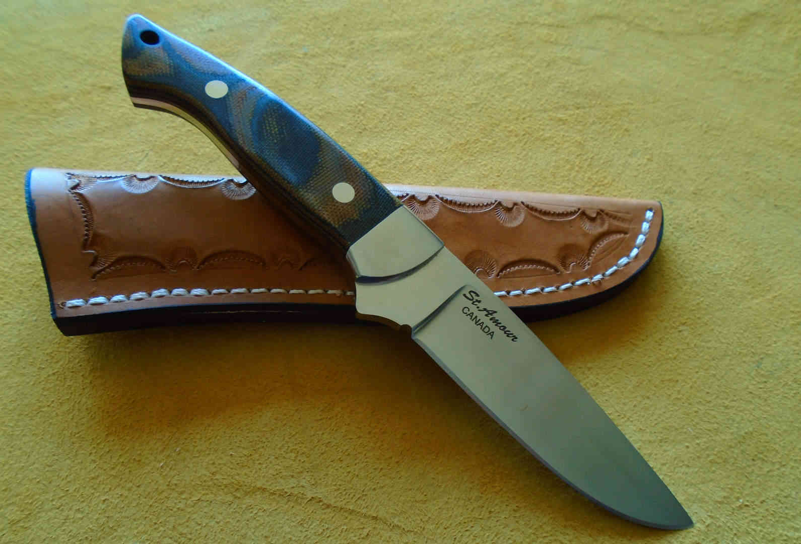 S30V, Camo Canvas Micarta, Drop Point Knife