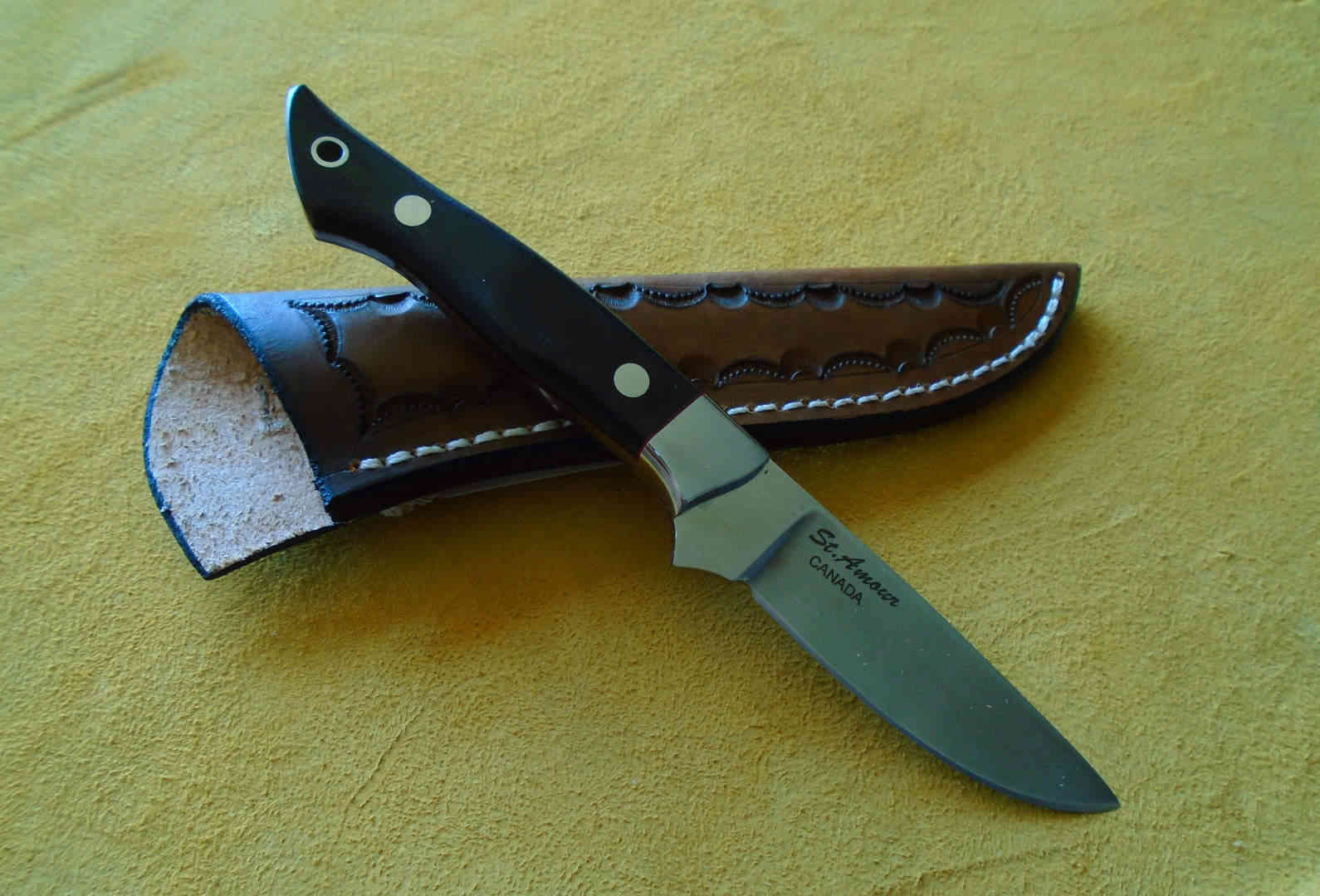 S90V, Black Canvas Micarta, Drop Point Knife